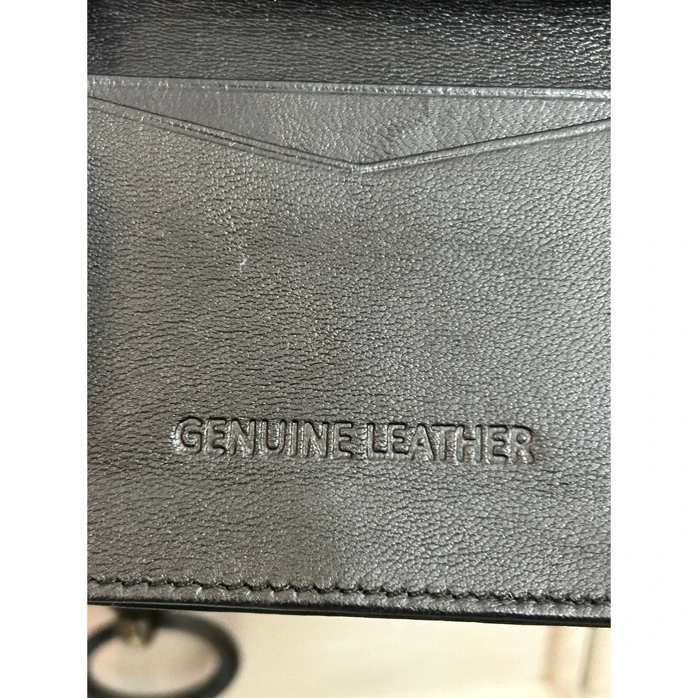 Minimalist Black Genuine Leather Bifold Card Wallet & ID Case Slim